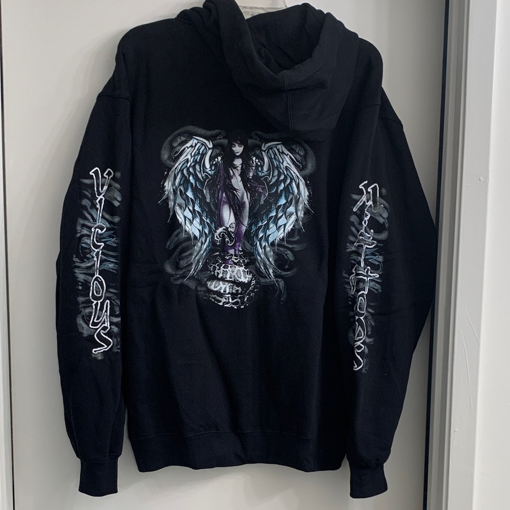 New Vicious Methods. Black Angel Wings Hoodie